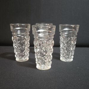 Elegant Clear Glass Shot Glass Set. Diamond Cut Pattern. Made In Italy